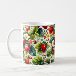 Taza De Café Planta de fresa retro - Encanto de jardín vintage