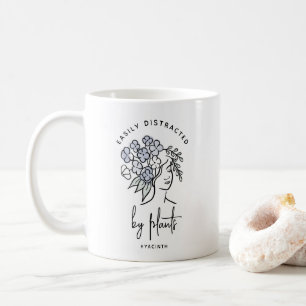 Taza De Café Planta de hormigón floral de jardinera desvirtuada