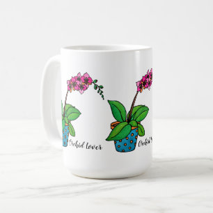 Taza De Café Planta de la orquídea de la acuarela en pote