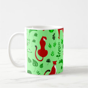 Taza De Café planta de leopardo de los navidades cheetah monste