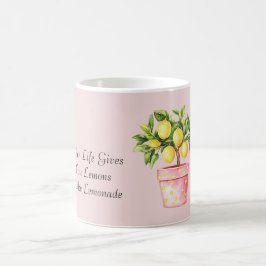 Taza De Café Planta de limón amarillo de maceta rosa