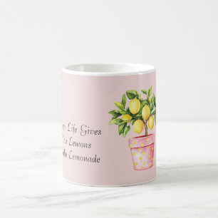 Taza De Café Planta de limón amarillo de maceta rosa