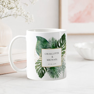 Taza De Café Planta elegante tropical de moda boda  
