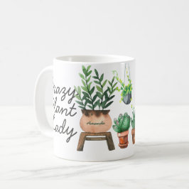 Taza De Café Planta loca Lady Watercolor Plantas Potadas