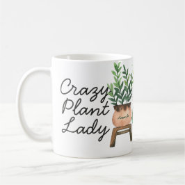 Taza De Café Planta loca Lady Watercolor Plantas Potadas