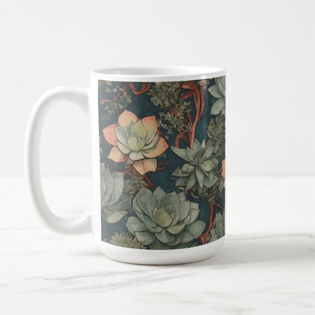 Taza De Café Planta Lover Succulum patrón de jardín (Izquierda)