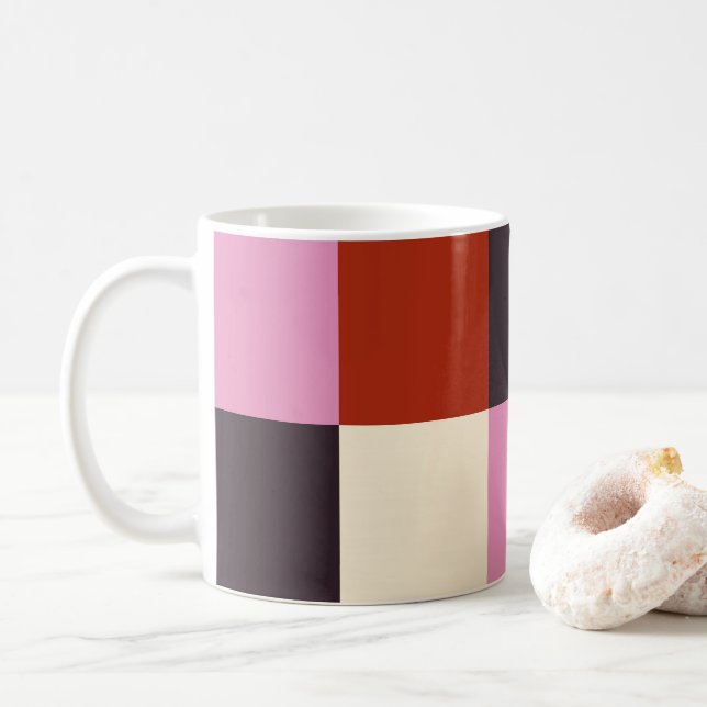 Taza De Café Planta rosa roja de huevo marfil estilo (Con donut)