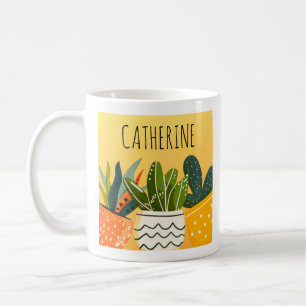 Taza De Café Plantas Cute Boho Potted Planta Personalizada Love