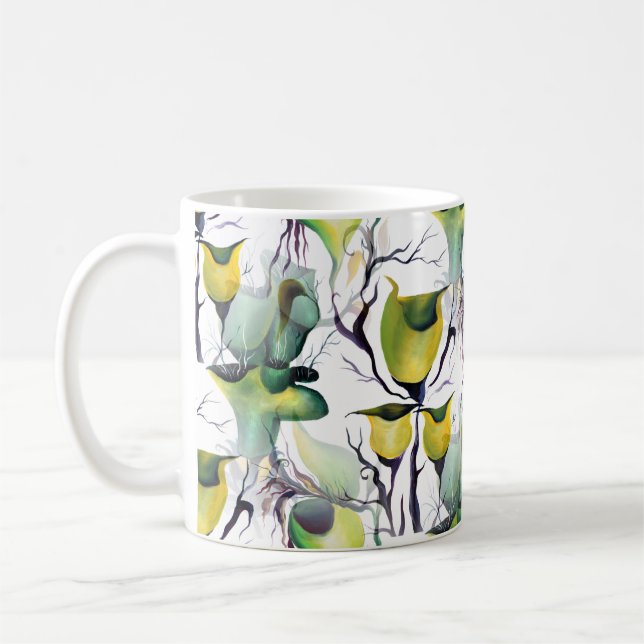 Taza De Café Plantas de acuarela de la vegetación tropical de l (Izquierda)