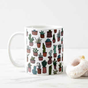 Taza De Café Plantas de Cactus en Maceta Patrón Bonito Colorido