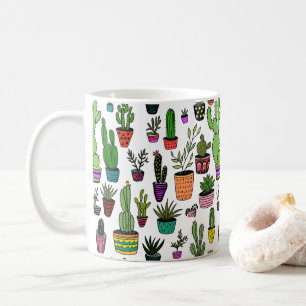 Taza De Café Plantas de cactus en macetas Patrón lindo Colorido