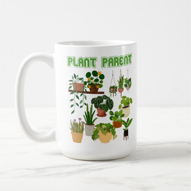 Taza De Café Plantas Padres muchas plantas verdes (Izquierda)