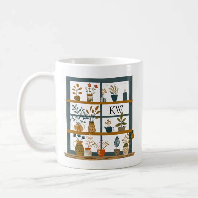 Taza De Café Plantas posadas en la ventana Mongramadas (Izquierda)