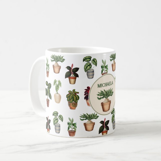 Taza De Café Plantas Potadas nombre de ollas de terracota (Anverso izquierdo)