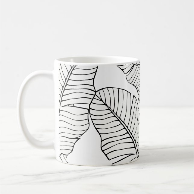 Taza De Café Plantas tropicales, flores, boceto de la jungla. (Izquierda)