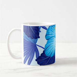 Taza De Café Plantas tropicales hawaianas, patrón de hibiscos.