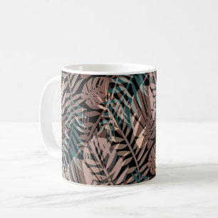 Taza De Café Plantas tropicales, selva, trópicos, beige, hojas