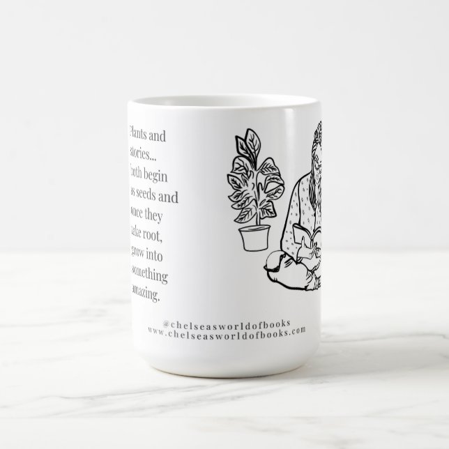 Taza De Café Plantas y libros de pelucas (Centro)