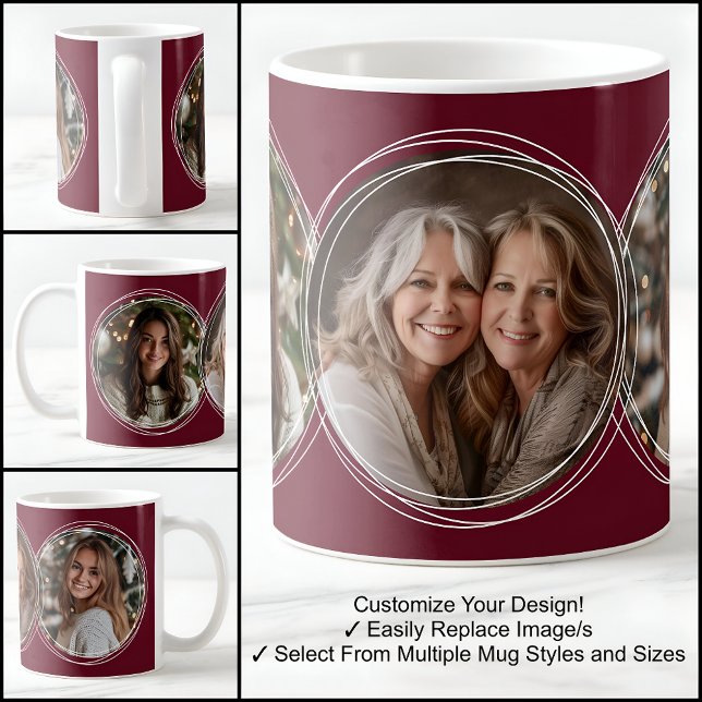 Taza De Café Plantilla 3 Collage de fotos circulares Borgoña C3 (Subido por el creador)