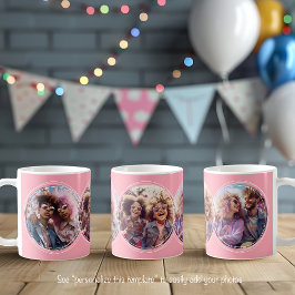 Taza De Café Plantilla 3 Collage de fotos circulares C51 rosa