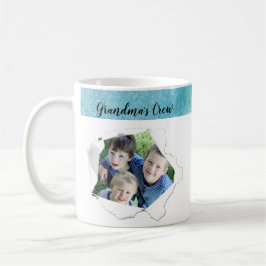 Taza De Café Plantilla azul verde de foto de agujero de papel p