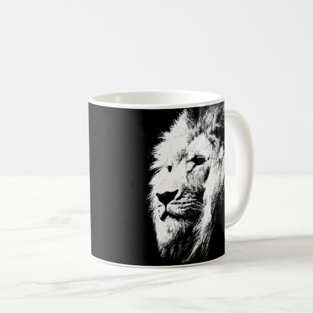 Taza De Café Plantilla de animales de personalizado Lion Face K (Anverso derecho)