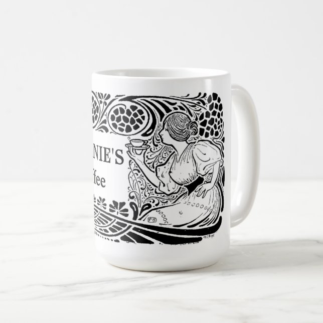 Taza De Café Plantilla de Art Nouveau vintage (Anverso derecho)