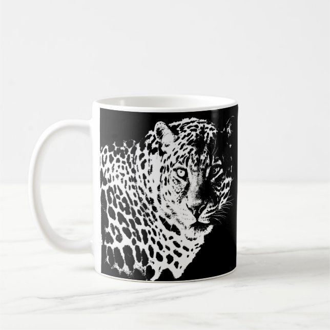 Taza De Café Plantilla de arte pop Personalizado Leopard Face A (Izquierda)
