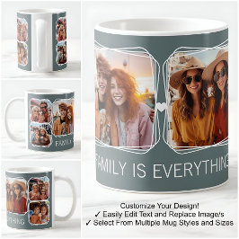 Taza De Café Plantilla de collage de 6 fotos Modern Memory gris