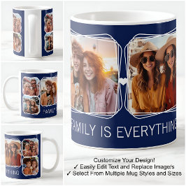 Taza De Café Plantilla de collage de 6 fotos Modern Memory Navy