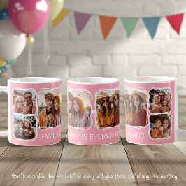 Taza De Café Plantilla de Collage de Fotos Modern Memory 6 Rosa