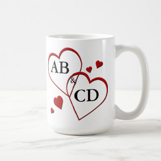 Taza De Café Plantilla de dos corazones 15oz Mug