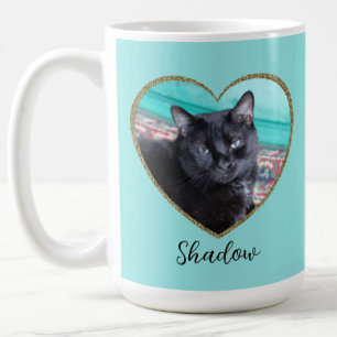 Taza De Café Plantilla de foto Corazón de purpurina con nombre