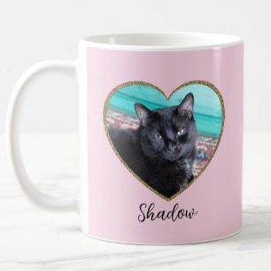 Taza De Café Plantilla de foto Corazón de purpurina Rosa Mascot