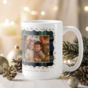 Taza De Café Plantilla de foto de cuadros azules clásicos de Na