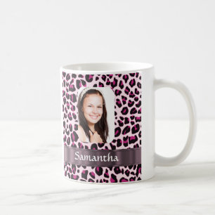 Taza De Café Plantilla de foto de impresión de leopardo rosa