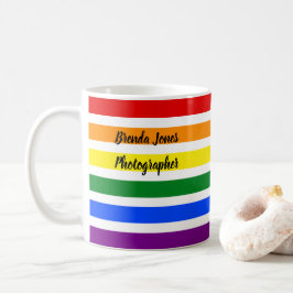 Taza De Café Plantilla de fotógrafos de rayas arcoiris colorida
