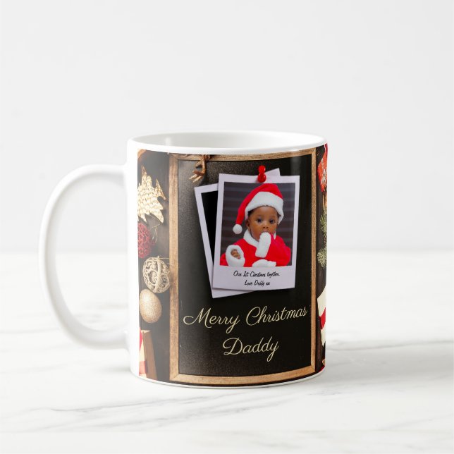 Taza De Café Plantilla de fotos de la familia Papá Noel (Izquierda)