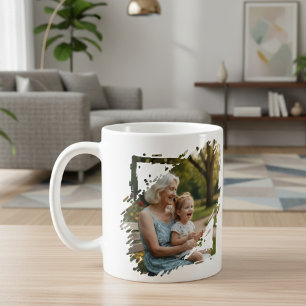 Taza De Café Plantilla de marco de garabato de 2 fotos personal