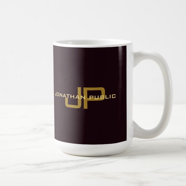 Taza De Café Plantilla de moda de monograma elegante personaliz (Derecha)