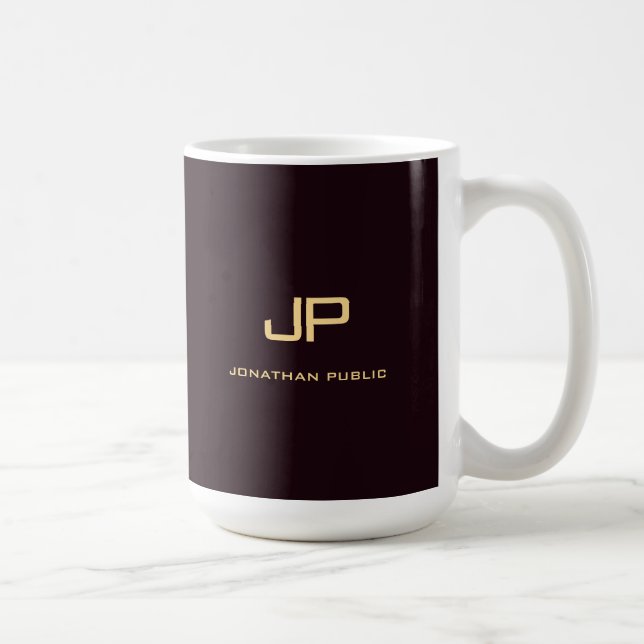 Taza De Café Plantilla de moda monograma elegante Personalizado (Derecha)