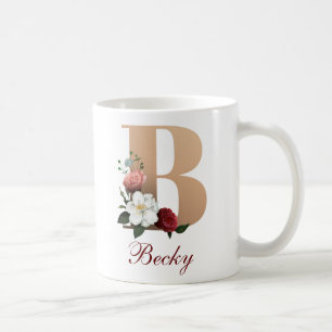 Taza De Café PLANTILLA de Monograma B floral de bonito