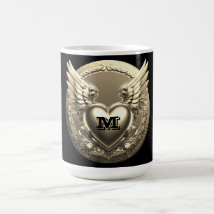 Taza De Café Plantilla de monograma de oro