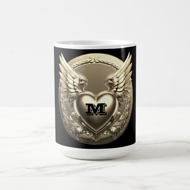 Taza De Café Plantilla de monograma de oro (Centro)