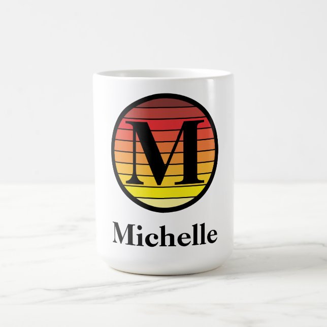 Taza De Café Plantilla de monograma de Sunset retro (Centro)