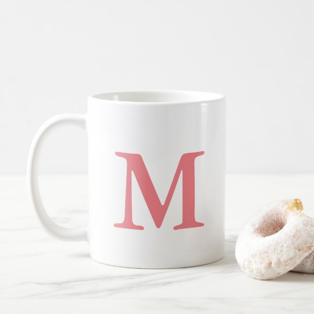 Taza De Café Plantilla de monograma inicial elegante y personal (Con donut)