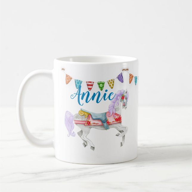 Taza De Café Plantilla de Personalizado de caballo de carrusel (Izquierda)