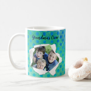 Taza De Café Plantilla de puntos azules de la foto del agujero