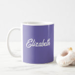 Taza De Café Plantilla de script de personalizado Añadir nombre<br><div class="desc">Personalizado Elegant Script Añadir Su Plantilla De Nombre Trendy Script Clásico Periwinkle Blue Coffee Mug.</div>