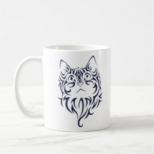 Taza De Café Plantilla delantera de la cara del gatito del gato